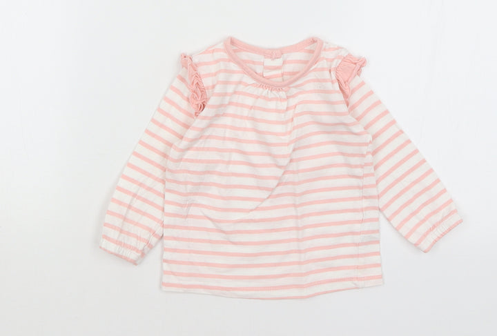 Matalan Baby Pink Striped  Basic T-Shirt Size 6-9 Months