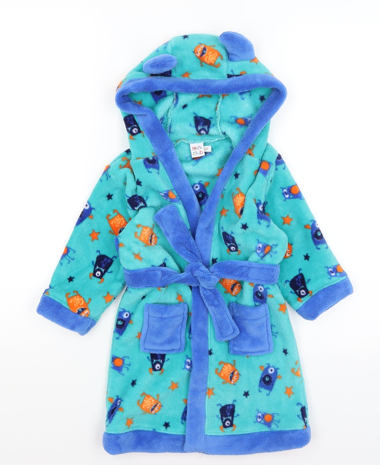 Mini Club Baby Blue Solid  Kimono Gown Size 18-24 Months  - Monsters