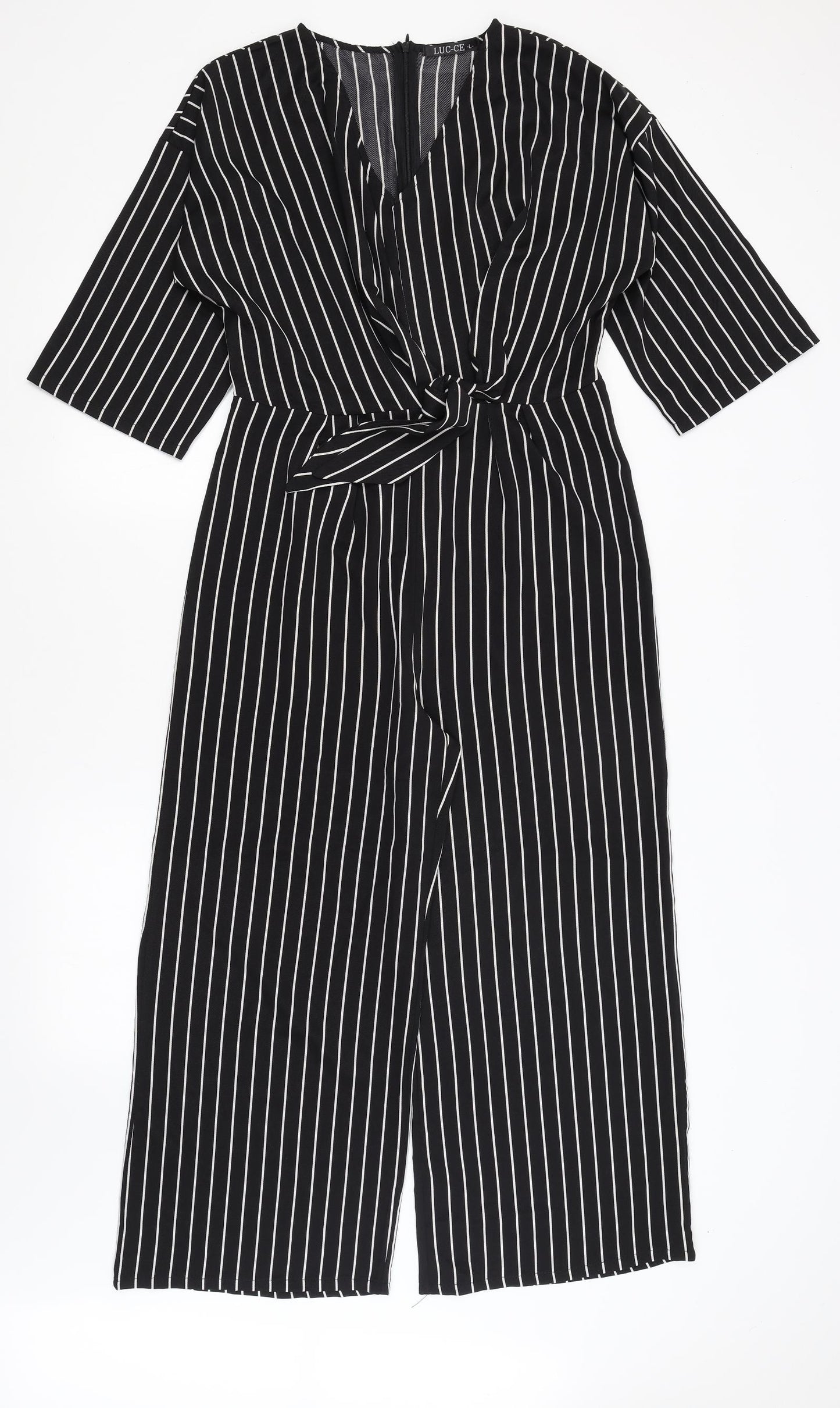 Luc-Ce Womens Black Striped  Catsuit One-Piece Size L L23 in