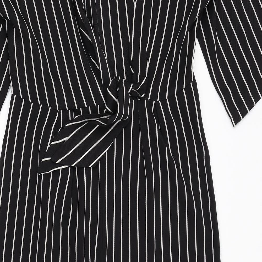 Luc-Ce Womens Black Striped  Catsuit One-Piece Size L L23 in