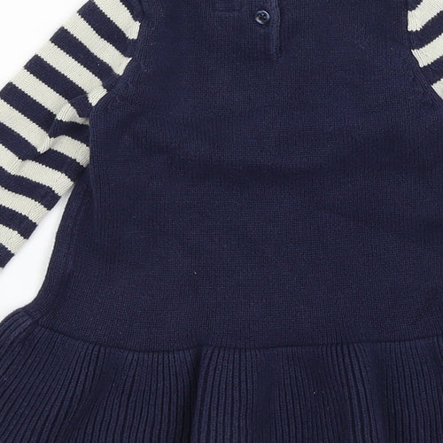 Baby Gap Baby Blue Striped  Jumper Dress  Size 12-18 Months  - Love Heart