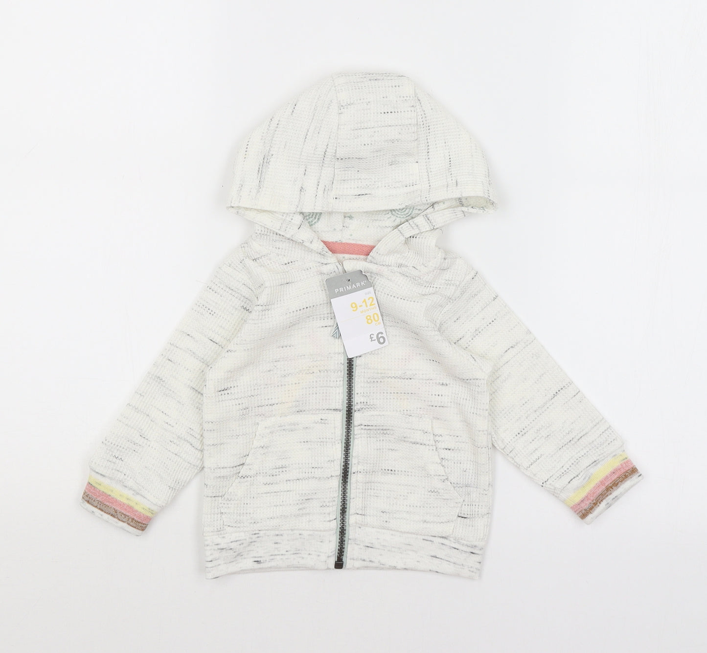 Primark Baby White   Full Zip Jumper Size 9-12 Months  - Rainbow