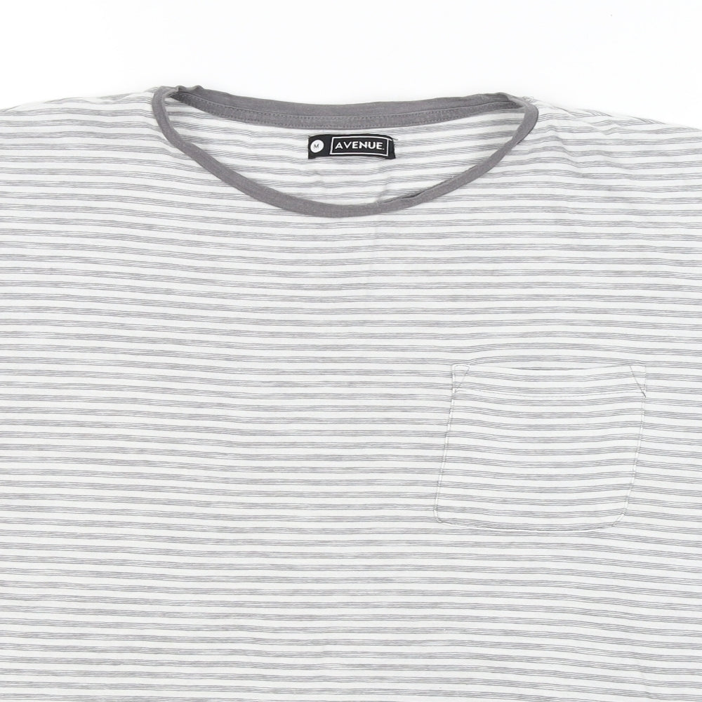 Avenue Mens Grey Striped   T-Shirt Size M