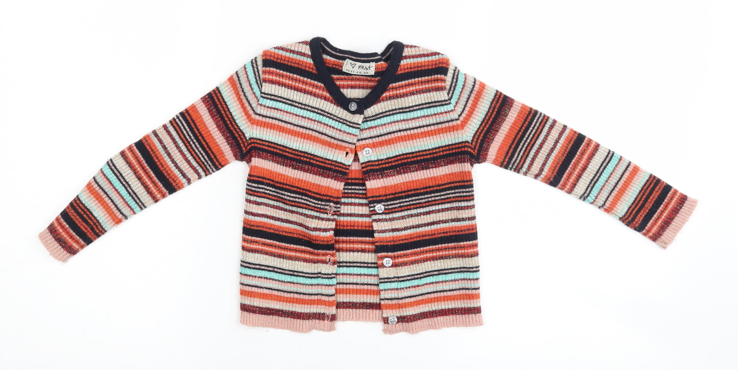 NEXT Girls Multicoloured Striped  Cardigan Jumper Size 2-3 Years