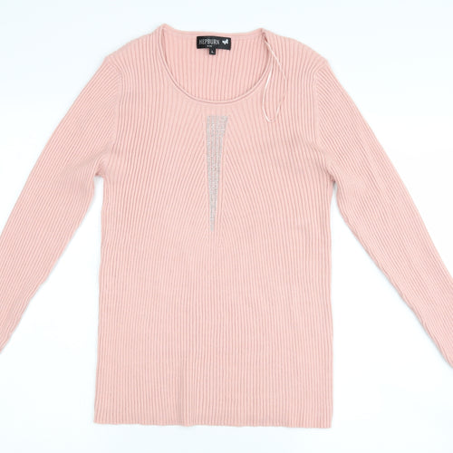 Hepburn Womens Pink   Henley Jumper Size L