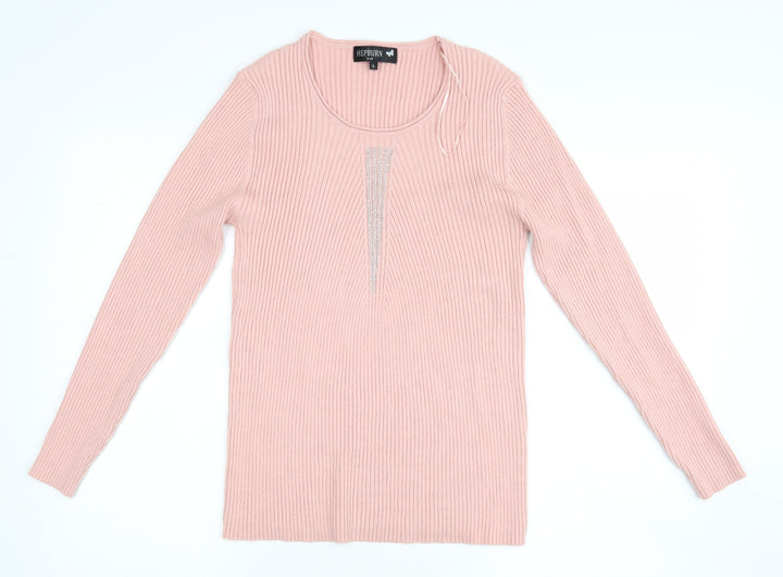 Hepburn Womens Pink   Henley Jumper Size L