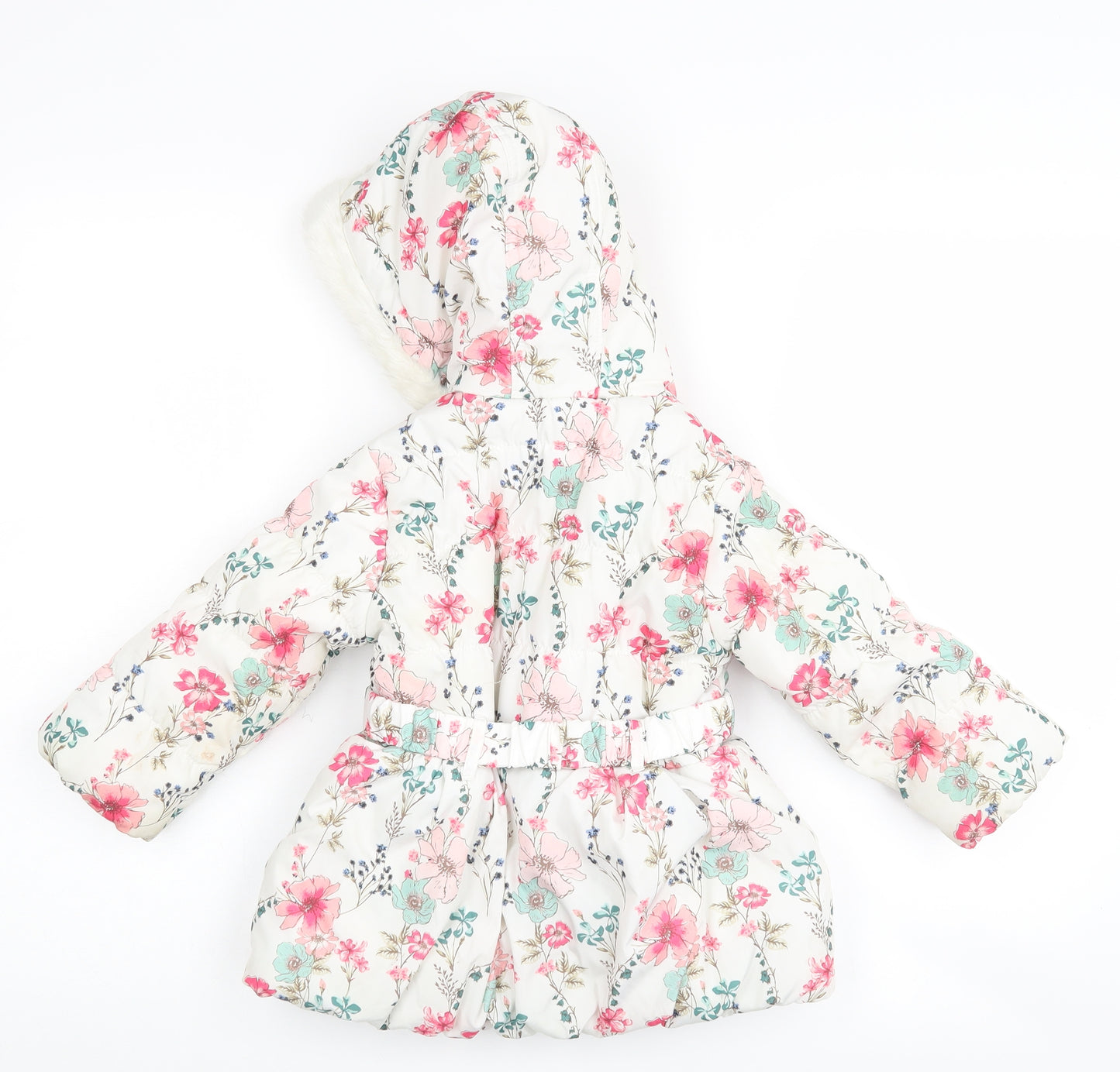 Matalan Girls Multicoloured Floral  Puffer Jacket Coat Size 12-18 Months