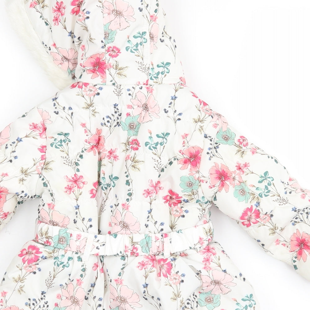 Matalan Girls Multicoloured Floral  Puffer Jacket Coat Size 12-18 Months