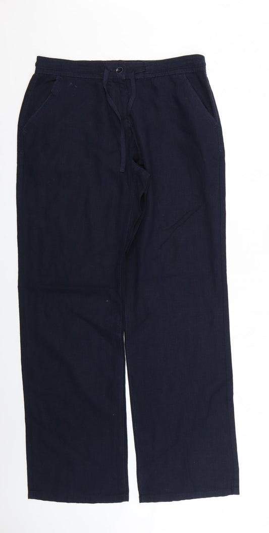 Front view of Next women’s blue trousers, size UK 12, 30-inch leg