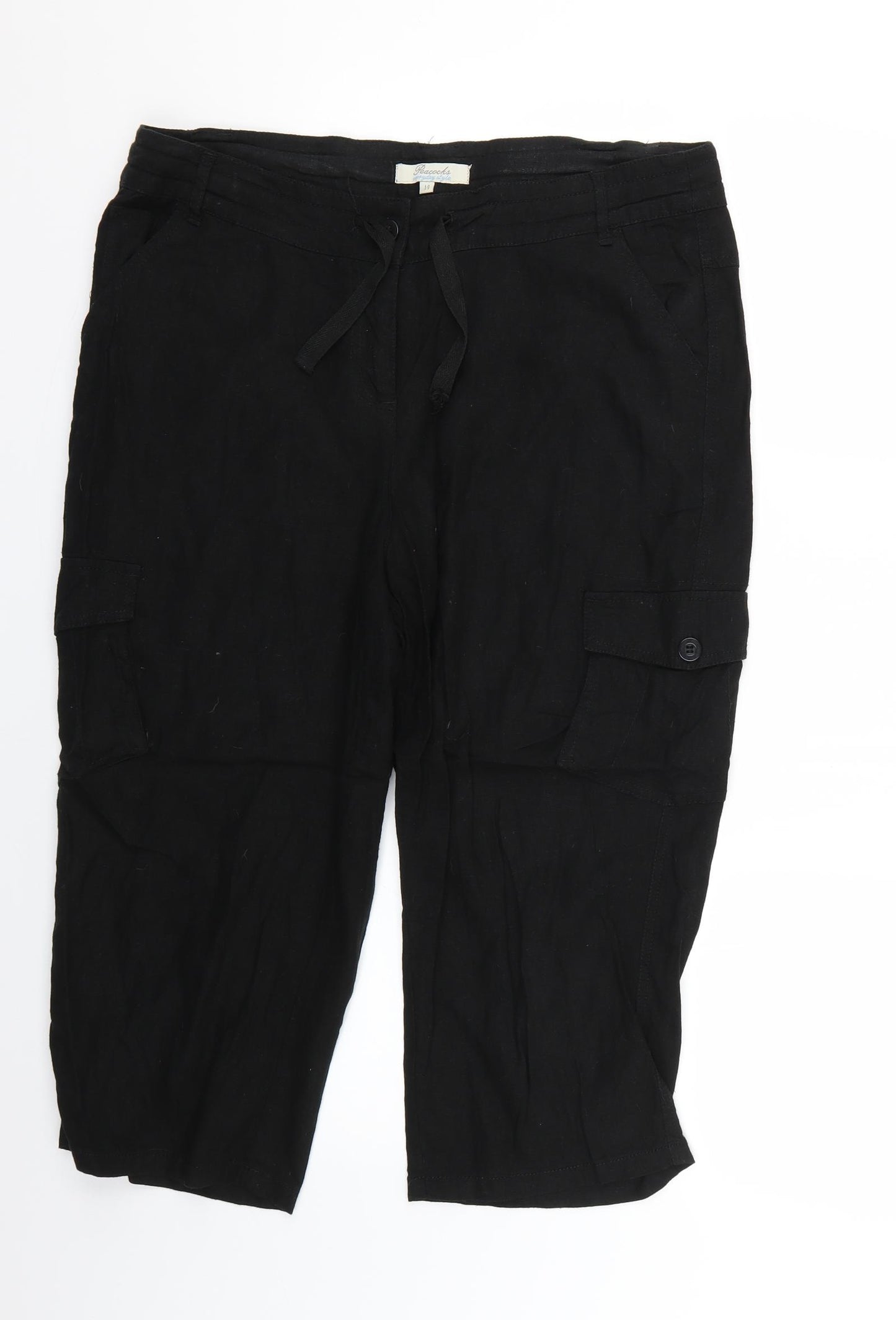 Peacocks Womens Black   Trousers  Size 14 L20 in