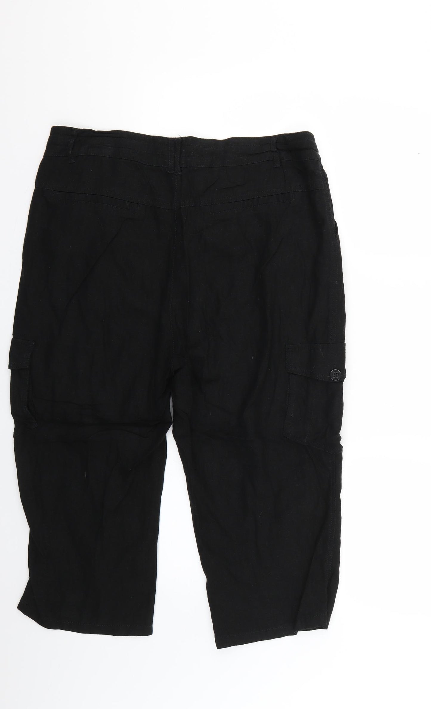 Peacocks Womens Black   Trousers  Size 14 L20 in