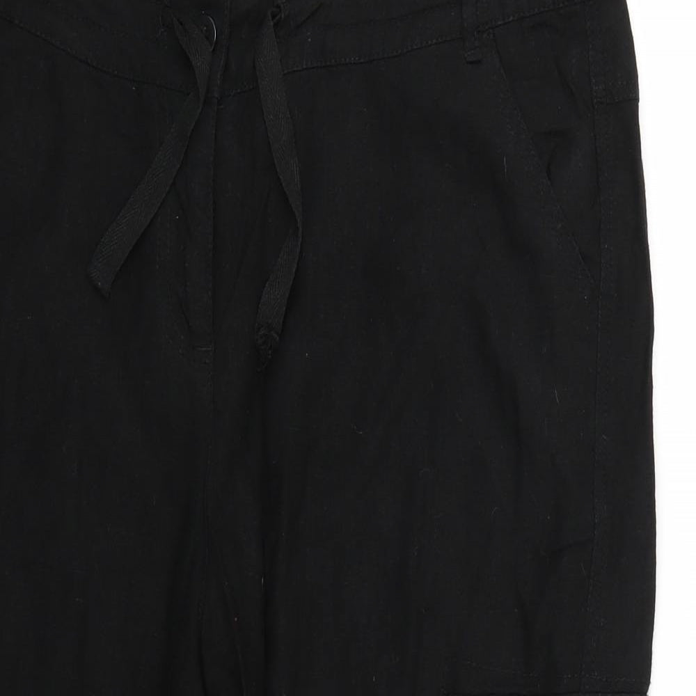 Peacocks Womens Black   Trousers  Size 14 L20 in