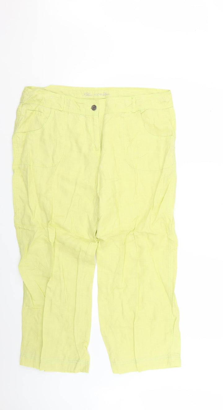 Denim & Co. Womens Yellow Trousers Size 16 L24 in