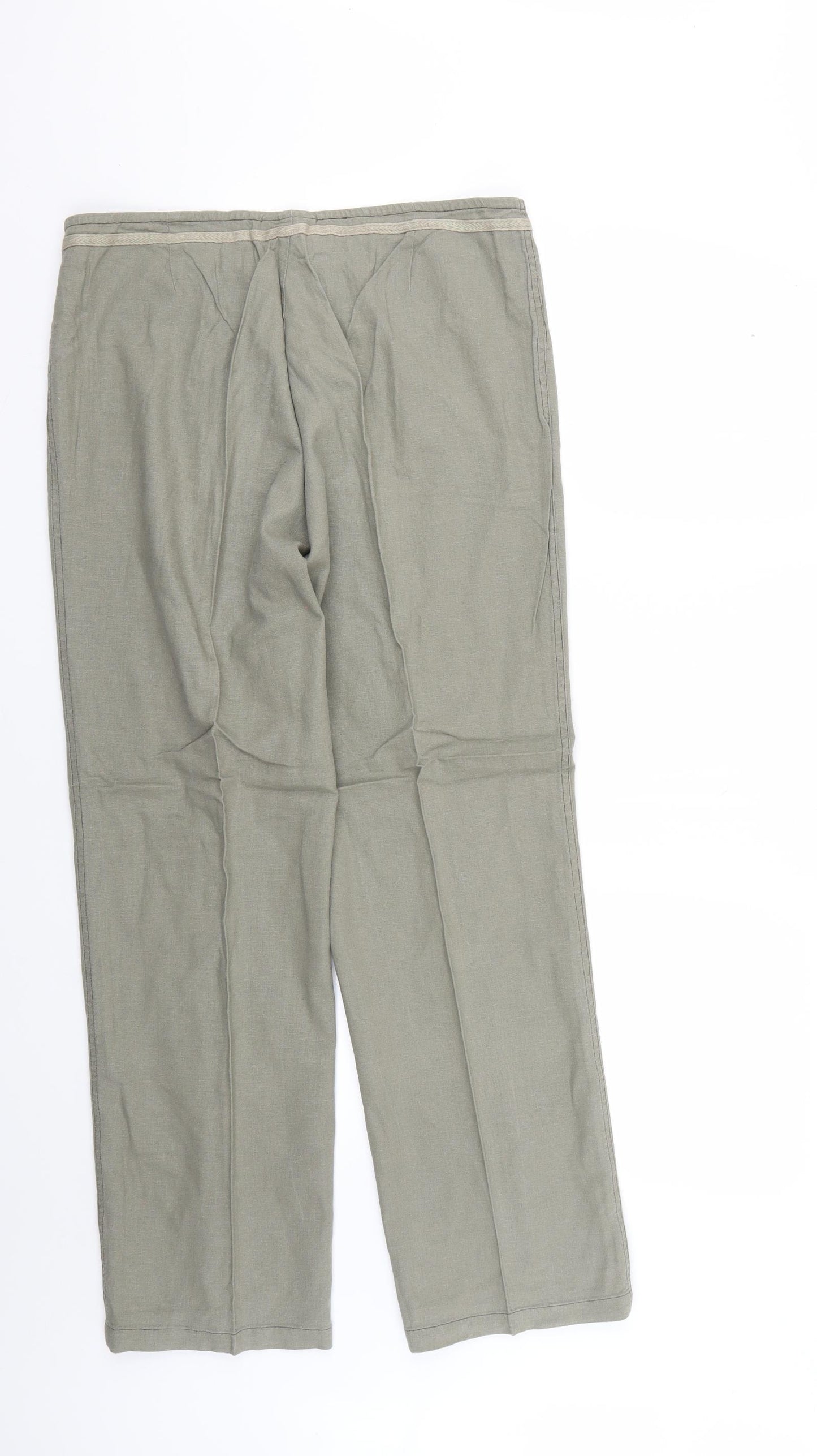 affections Womens Beige Floral  Trousers  Size L L27 in