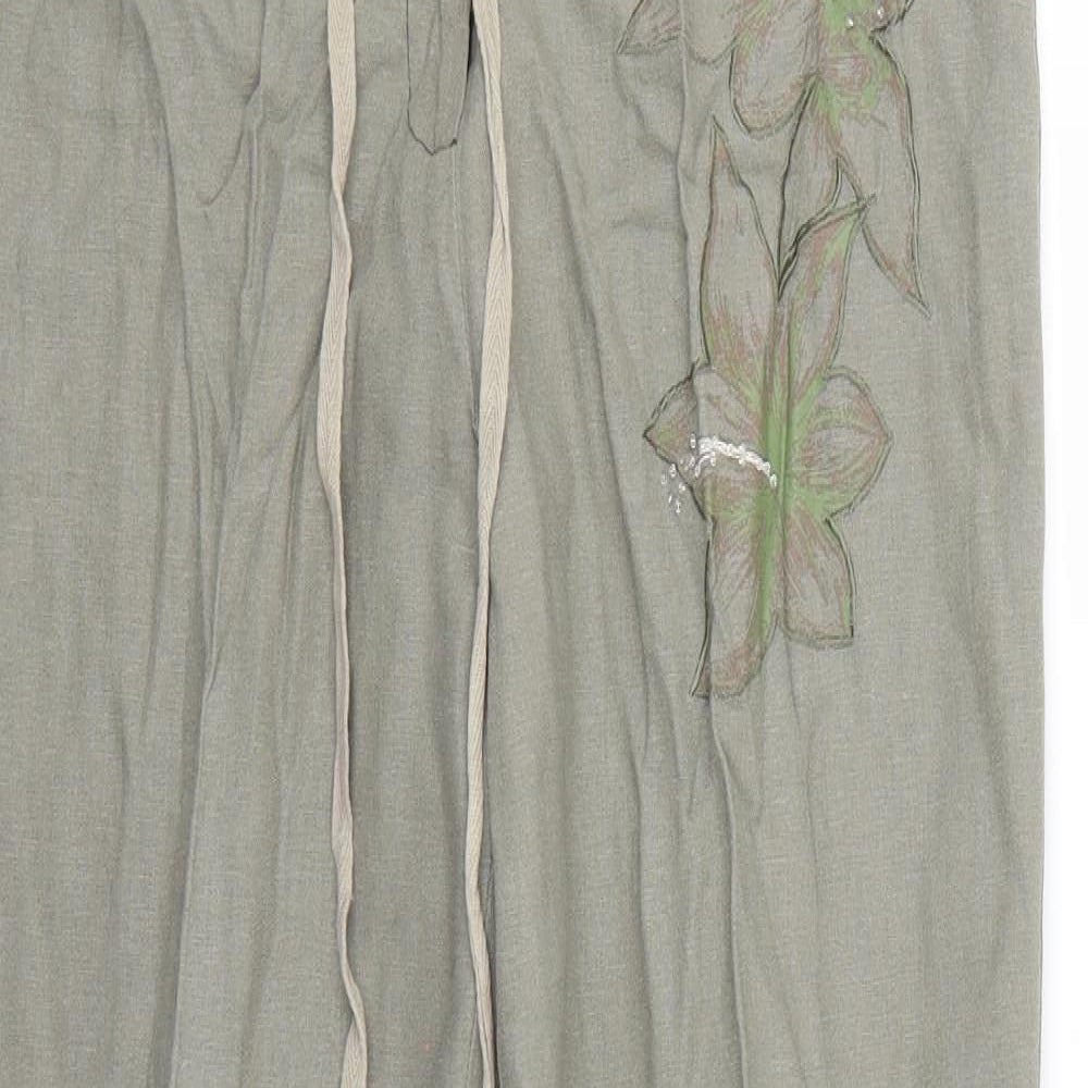 affections Womens Beige Floral  Trousers  Size L L27 in