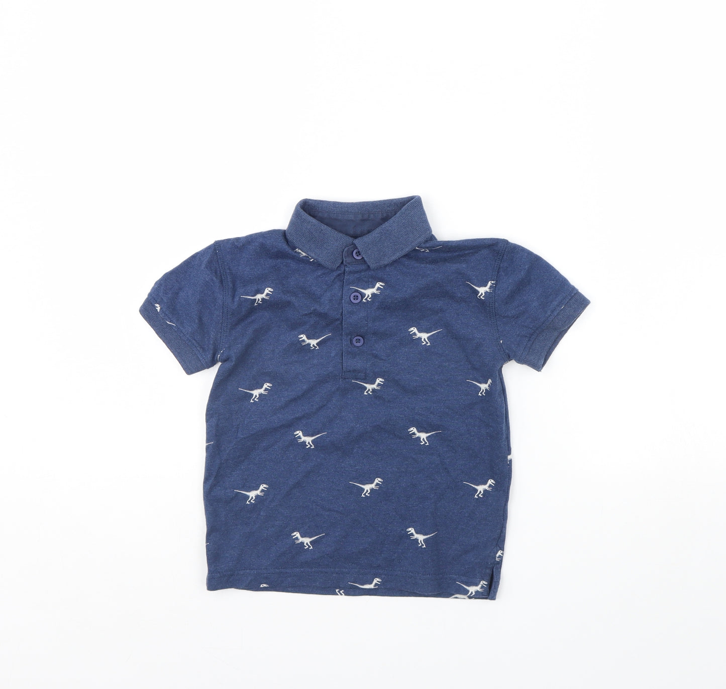 John Lewis Boys Black Animal Print  Basic Polo Size 5 Years  - Dinosaur