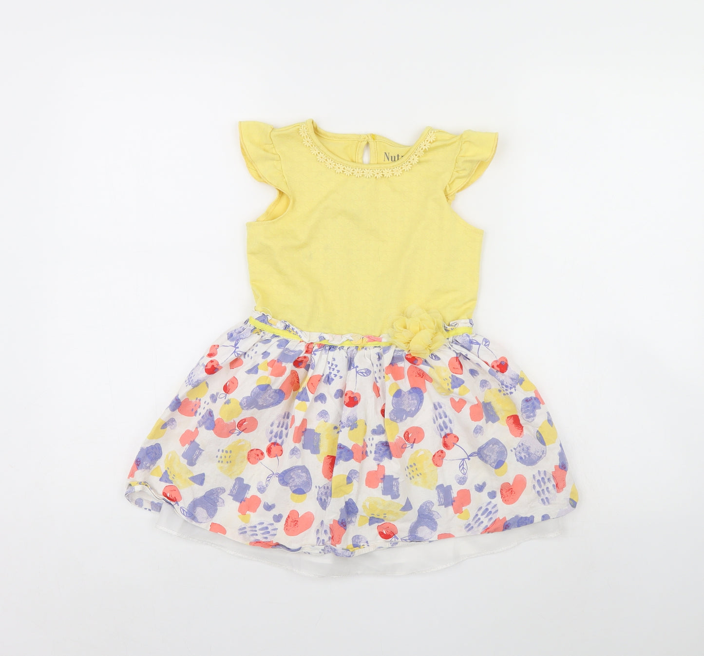 Nutmeg Girls Yellow Spotted  Fit & Flare  Size 5 Years