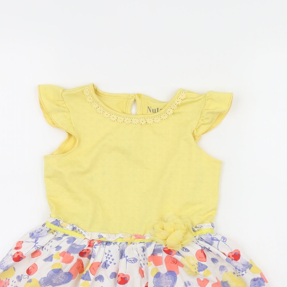 Nutmeg Girls Yellow Spotted  Fit & Flare  Size 5 Years