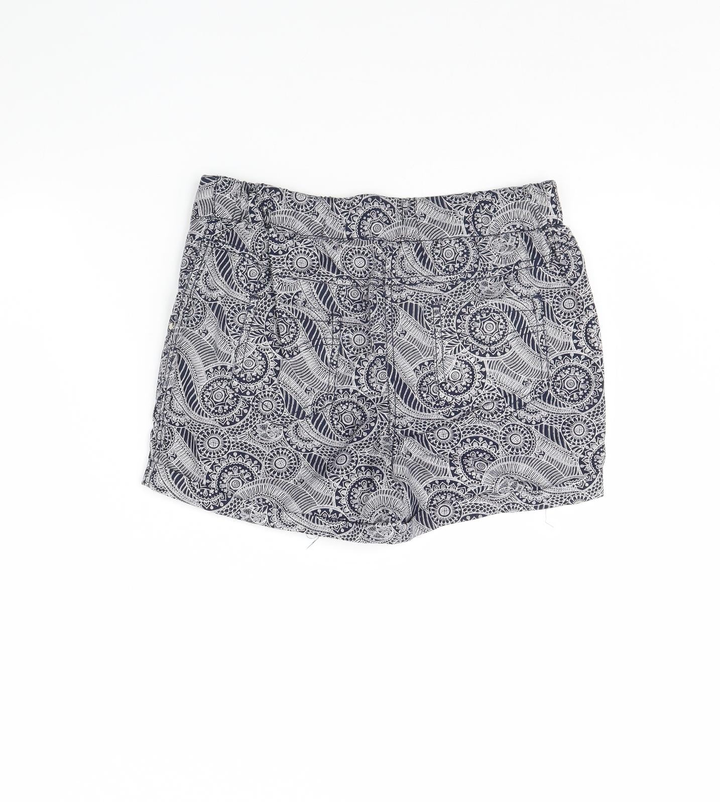 Atmosphere Womens Blue Fair Isle  Bermuda Shorts Size 8
