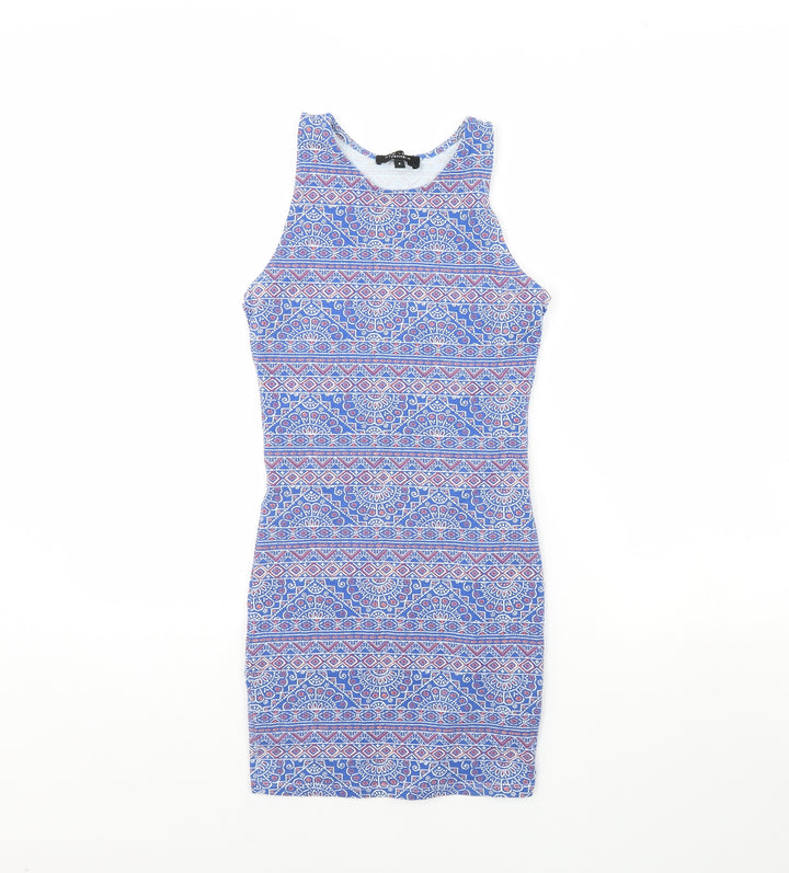 New Look Womens Blue Fair Isle  Mini  Size 8