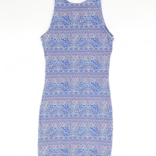 New Look Womens Blue Fair Isle  Mini  Size 8