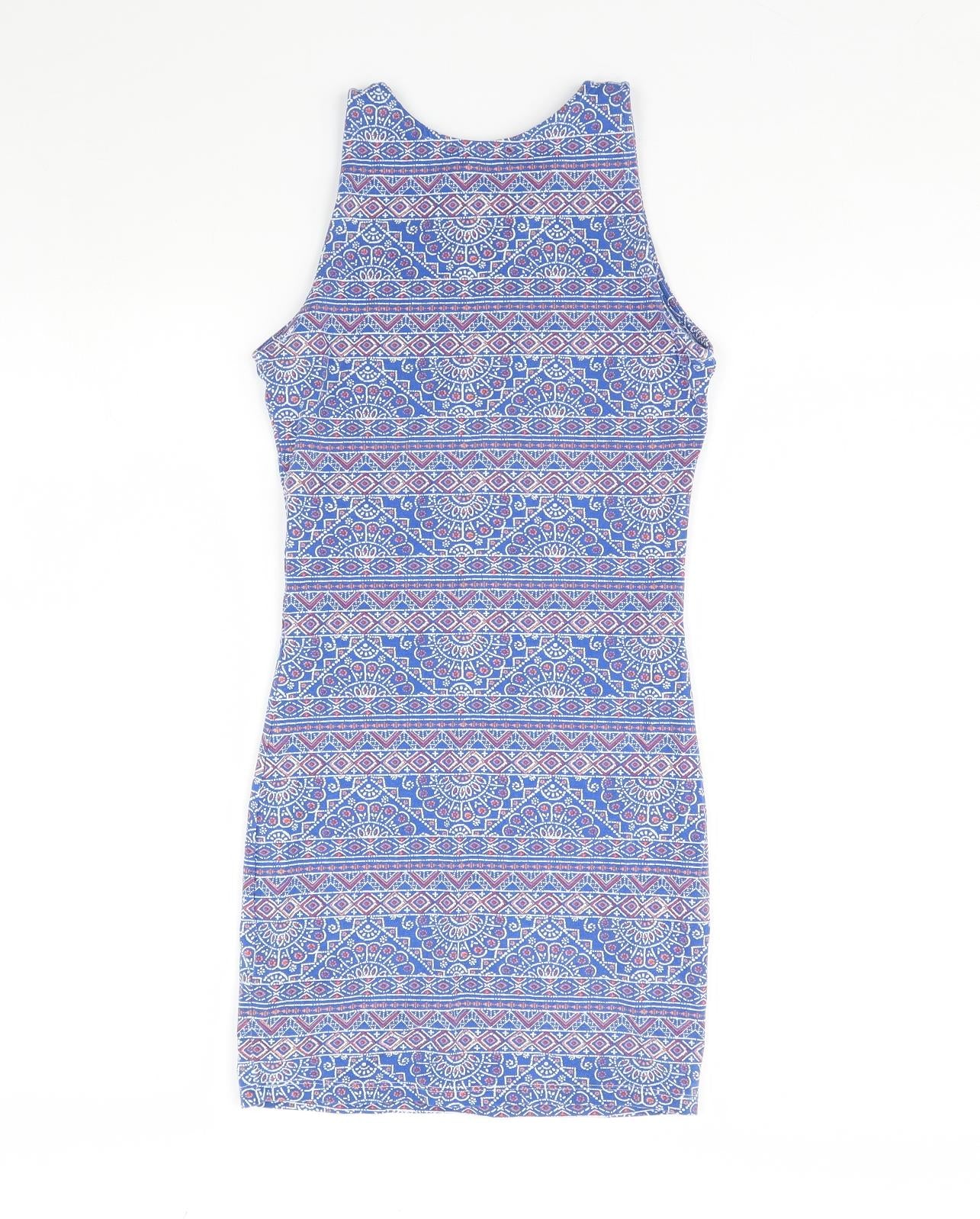 New Look Womens Blue Fair Isle  Mini  Size 8