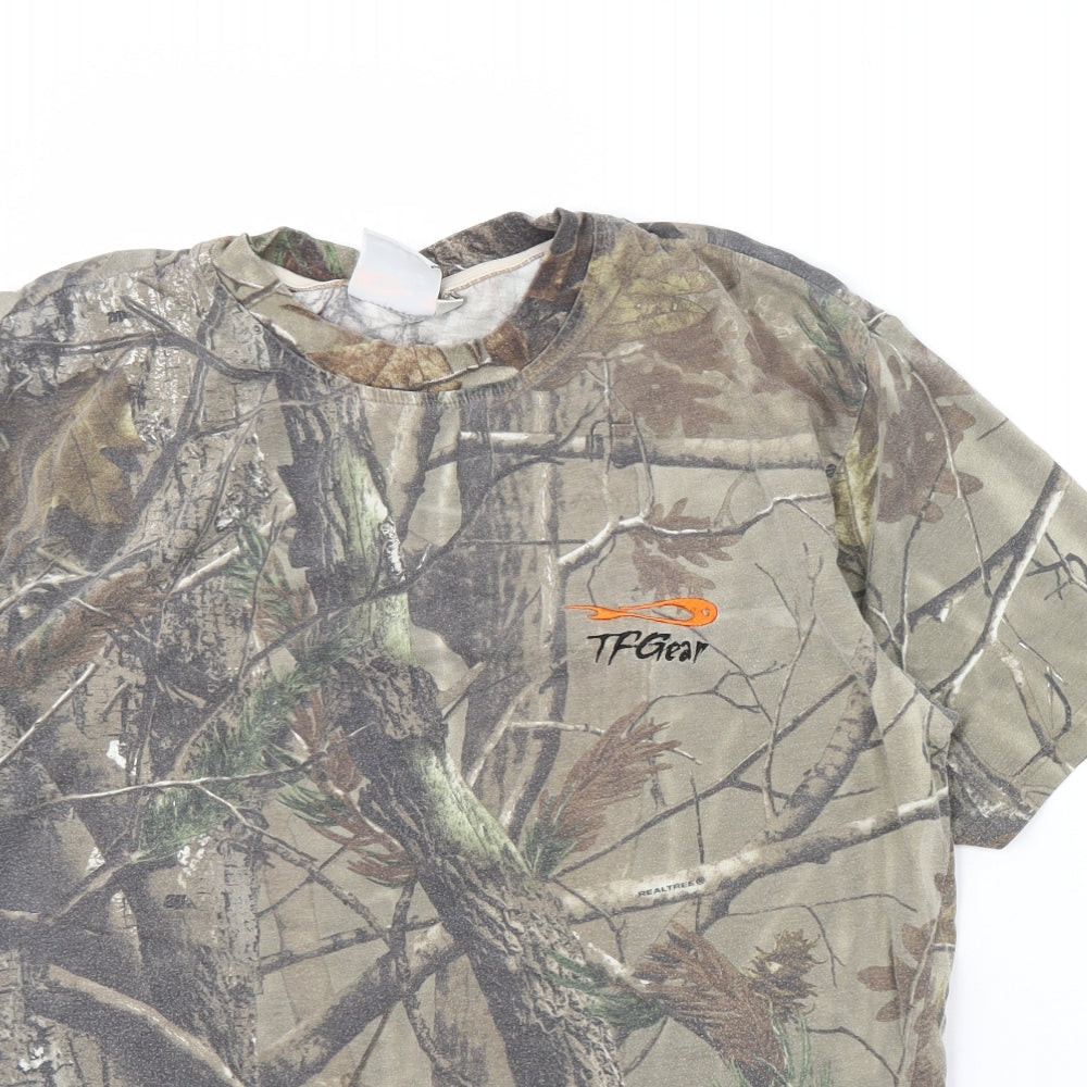 TF Gear Mens Green Camouflage   T-Shirt Size L