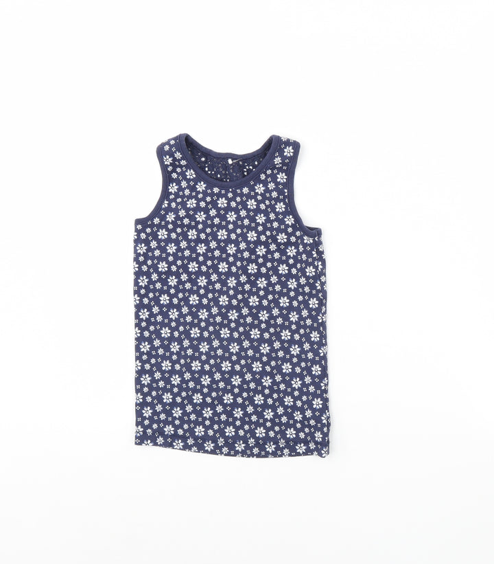 George Girls Blue Floral  Basic Tank Size 6 Years