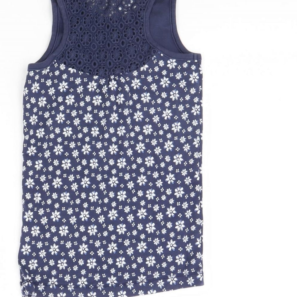 George Girls Blue Floral  Basic Tank Size 6 Years