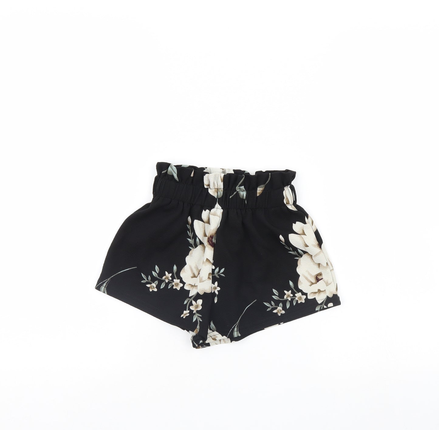 SheIn Girls Black Floral  Cut-Off Shorts Size 6 Years