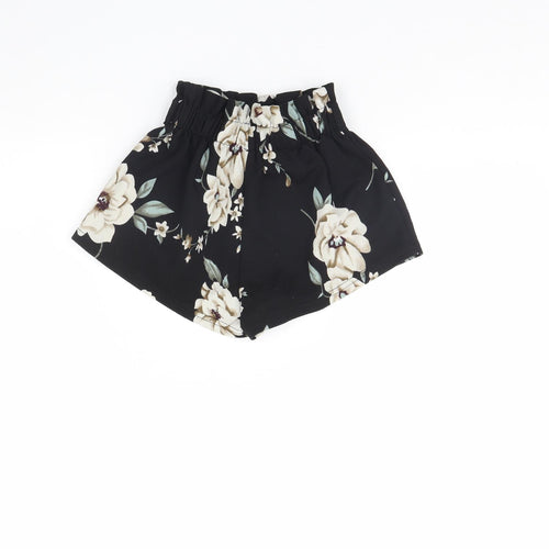 SheIn Girls Black Floral  Cut-Off Shorts Size 6 Years