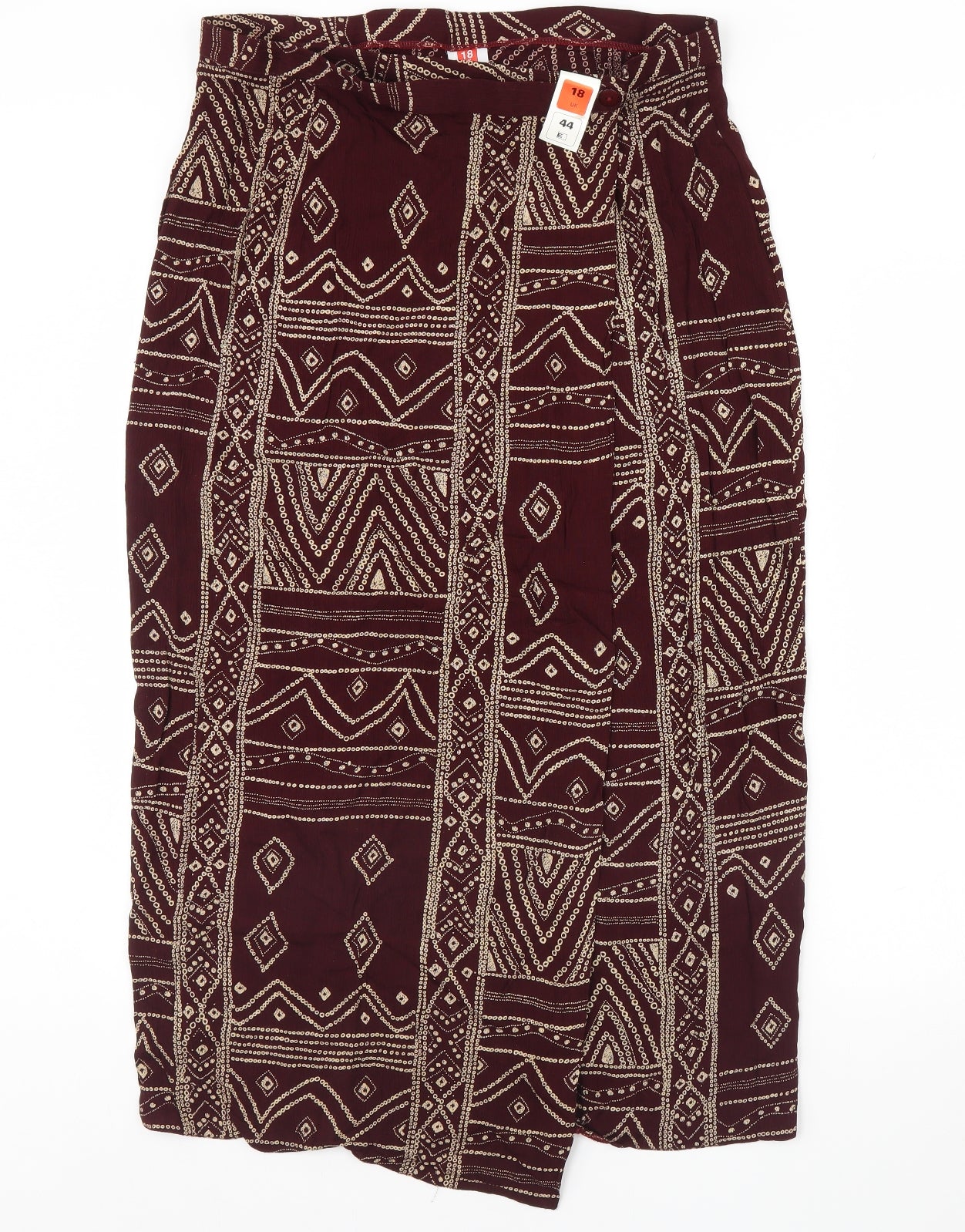 Preworn Womens Red Geometric  Flare Skirt Size 18