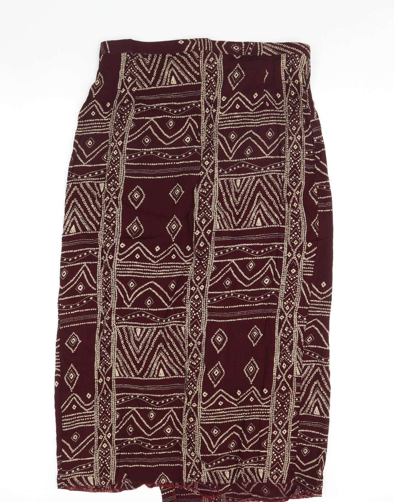 Preworn Womens Red Geometric  Flare Skirt Size 18