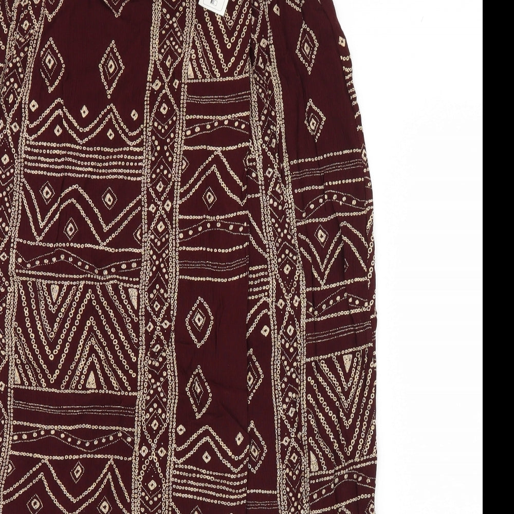 Preworn Womens Red Geometric  Flare Skirt Size 18