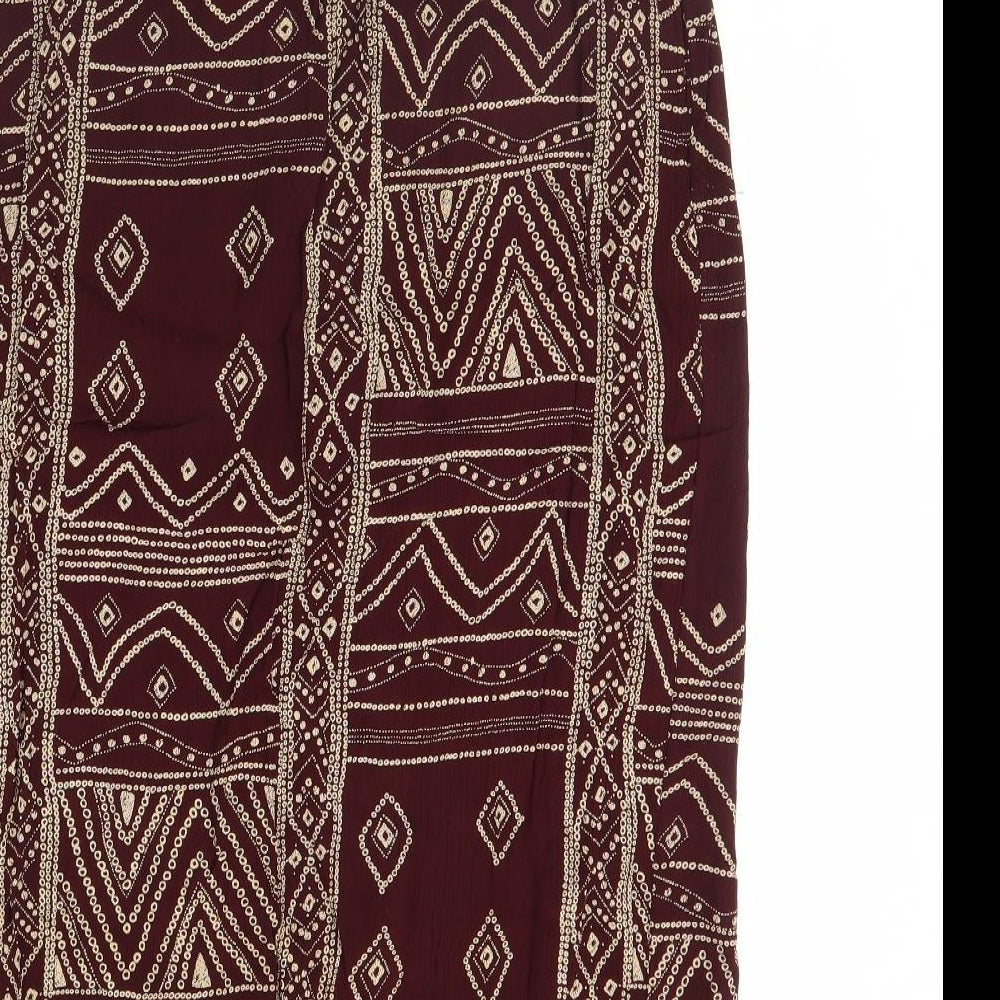 Preworn Womens Red Geometric  Flare Skirt Size 18
