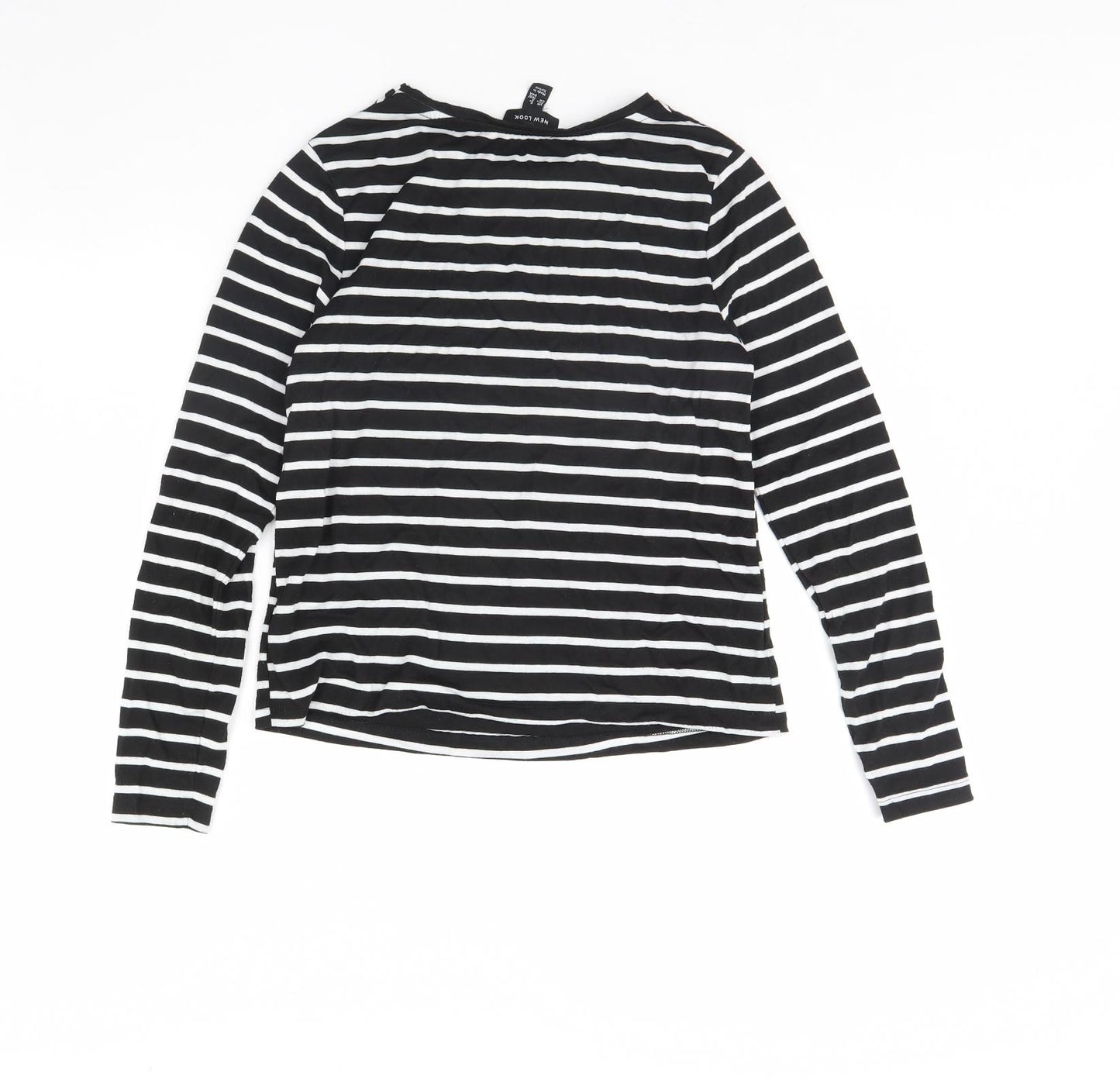 New Look Womens Black Striped  Basic T-Shirt Size 8