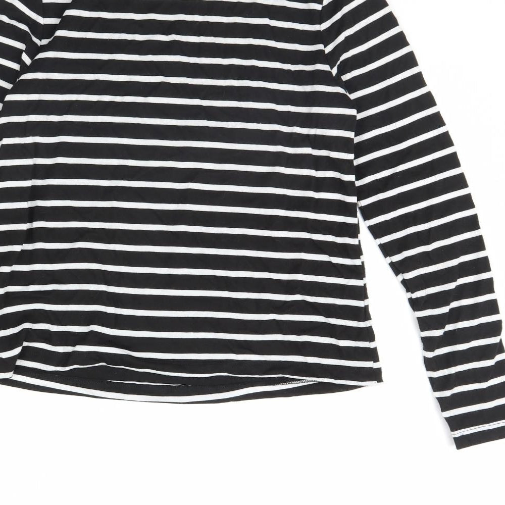New Look Womens Black Striped  Basic T-Shirt Size 8