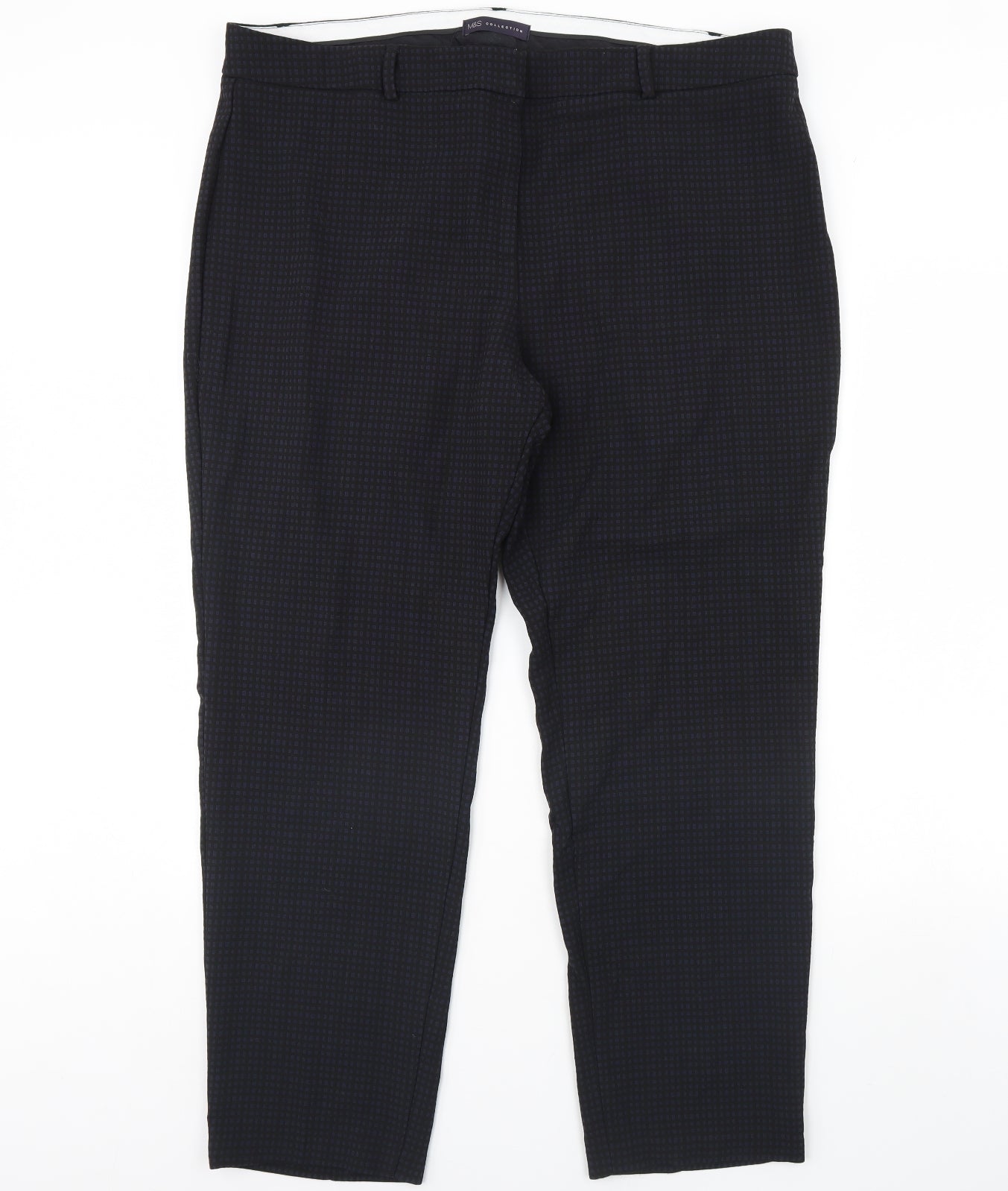 m&s Womens Black Plaid  Trousers  Size 20 L30 in