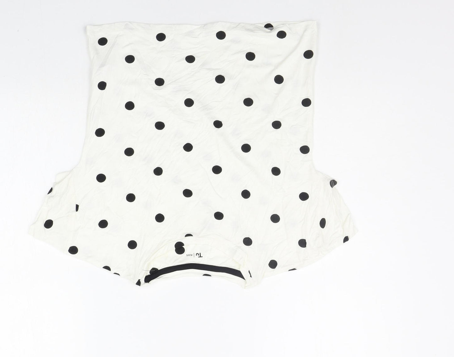 TU Girls White Polka Dot  Basic T-Shirt Size 9 Years