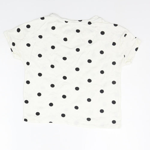 TU Girls White Polka Dot  Basic T-Shirt Size 9 Years
