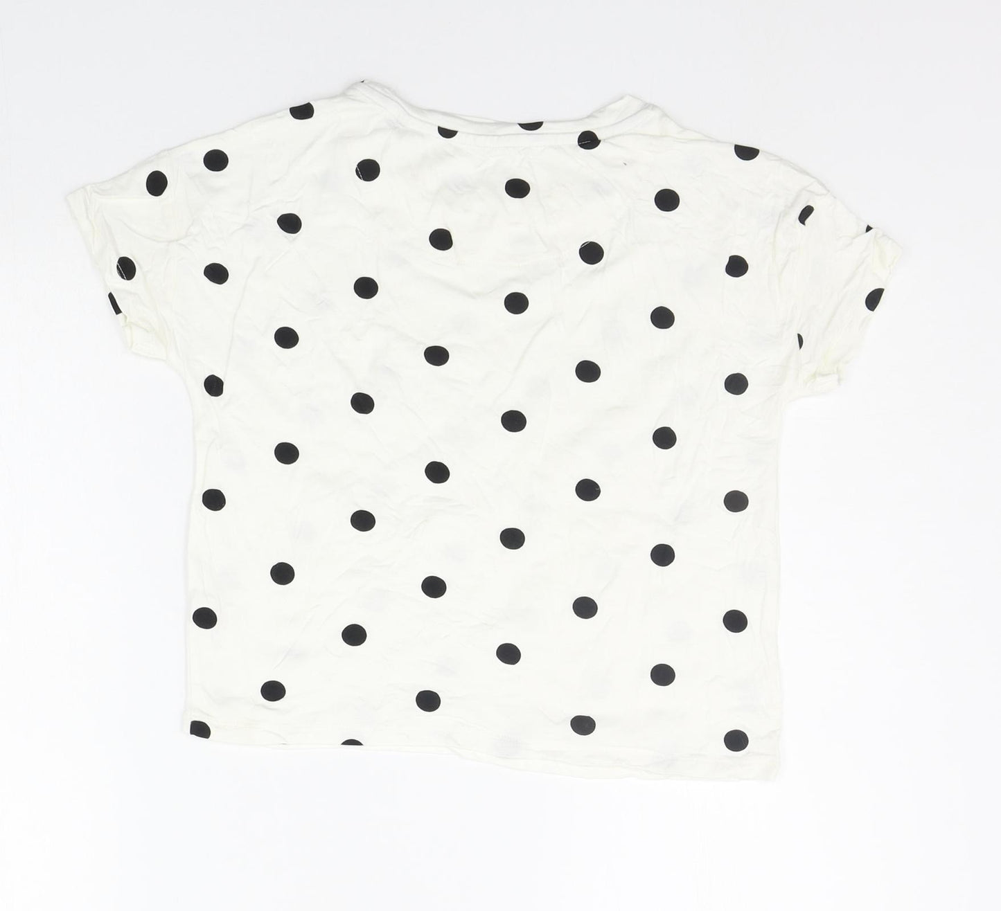 TU Girls White Polka Dot  Basic T-Shirt Size 9 Years