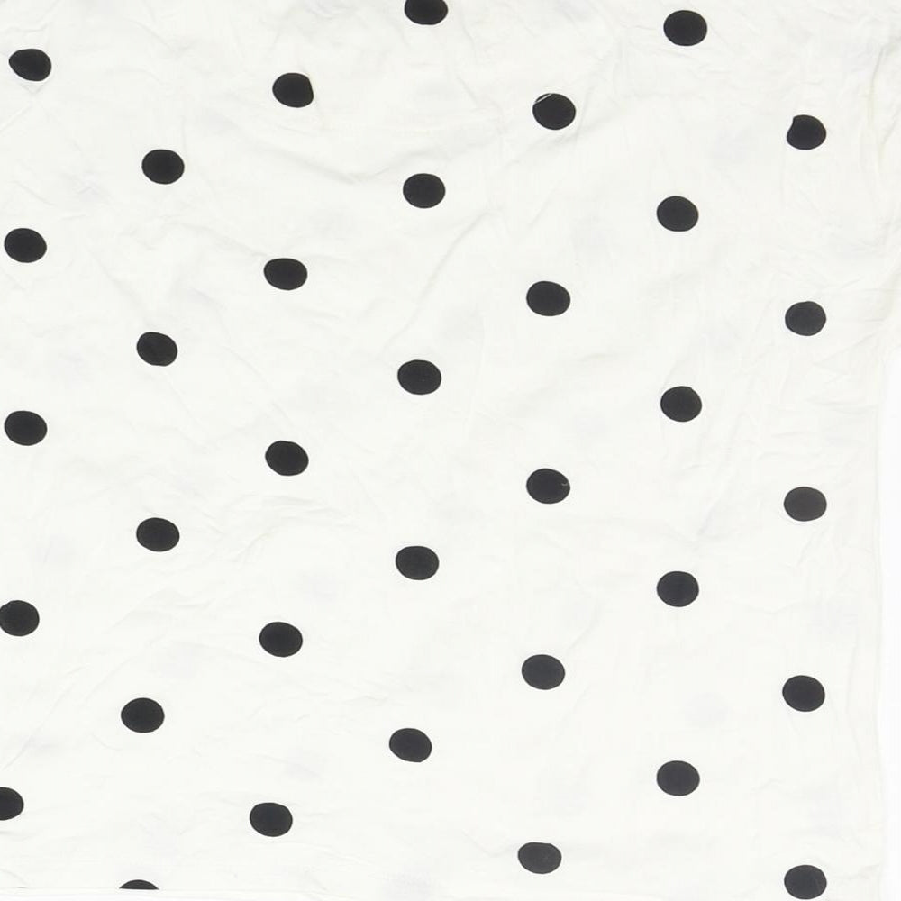 TU Girls White Polka Dot  Basic T-Shirt Size 9 Years