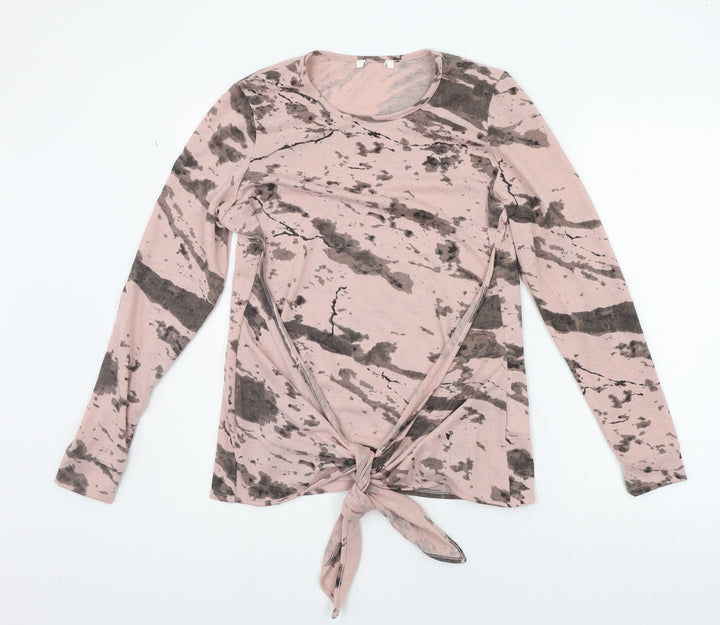 Preworn Womens Pink Geometric Pullover Hoodie Size 14