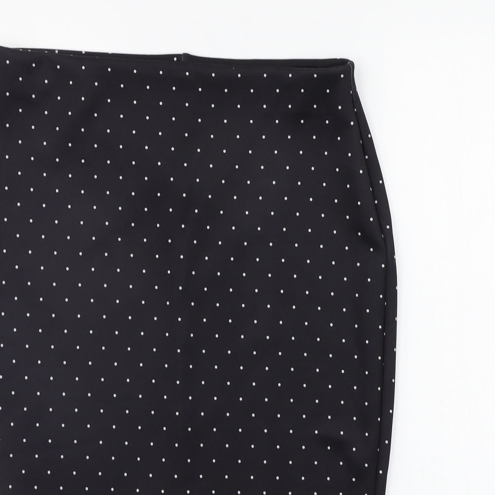 Marks and Spencer Womens Black Polka Dot  A-Line Skirt Size 14