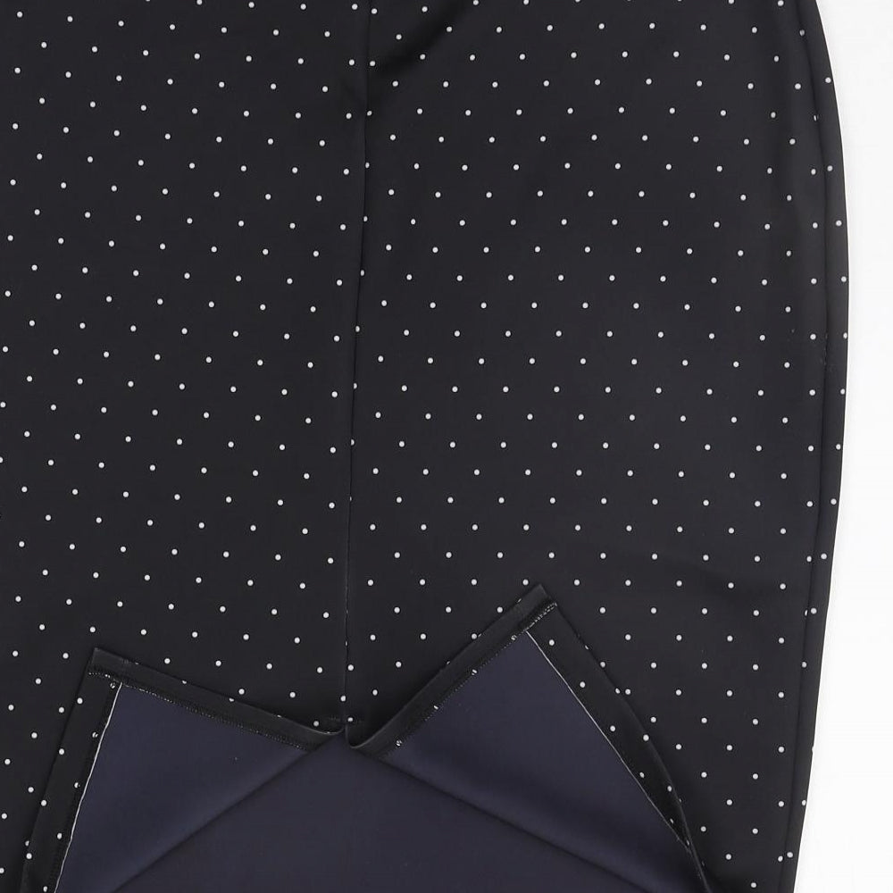 Marks and Spencer Womens Black Polka Dot  A-Line Skirt Size 14