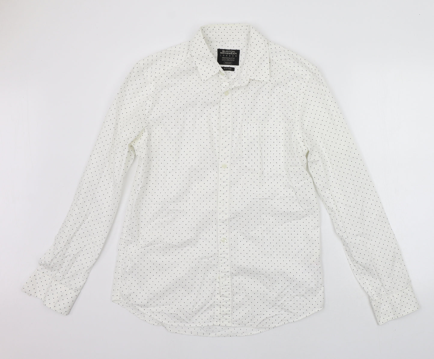 Burton menswear Mens White Geometric   Button-Up Size M