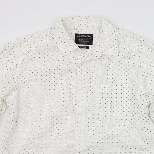 Burton menswear Mens White Geometric   Button-Up Size M