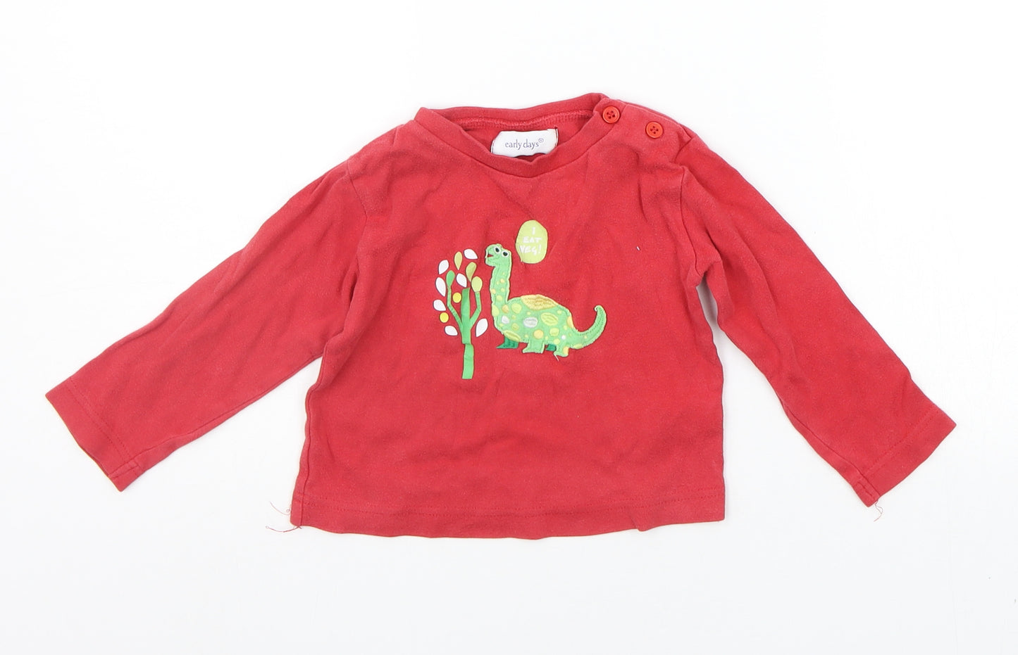 Earlydays Baby Red   Basic T-Shirt Size 18-24 Months  - DINOSAUR