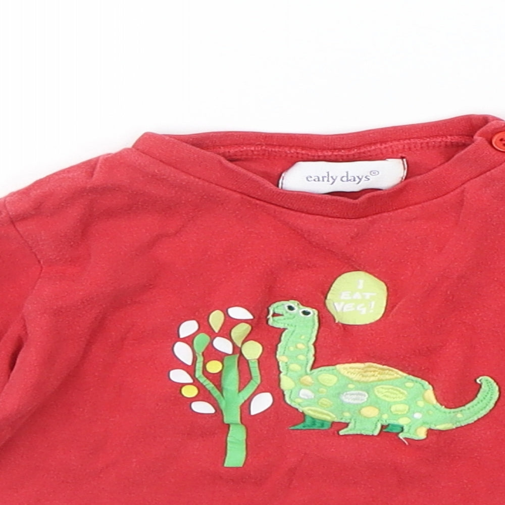 Earlydays Baby Red   Basic T-Shirt Size 18-24 Months  - DINOSAUR