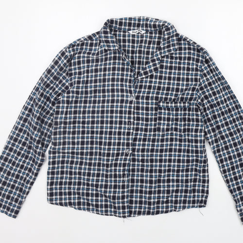Sleep Well Womens Blue Check  Basic Button-Up Size 10